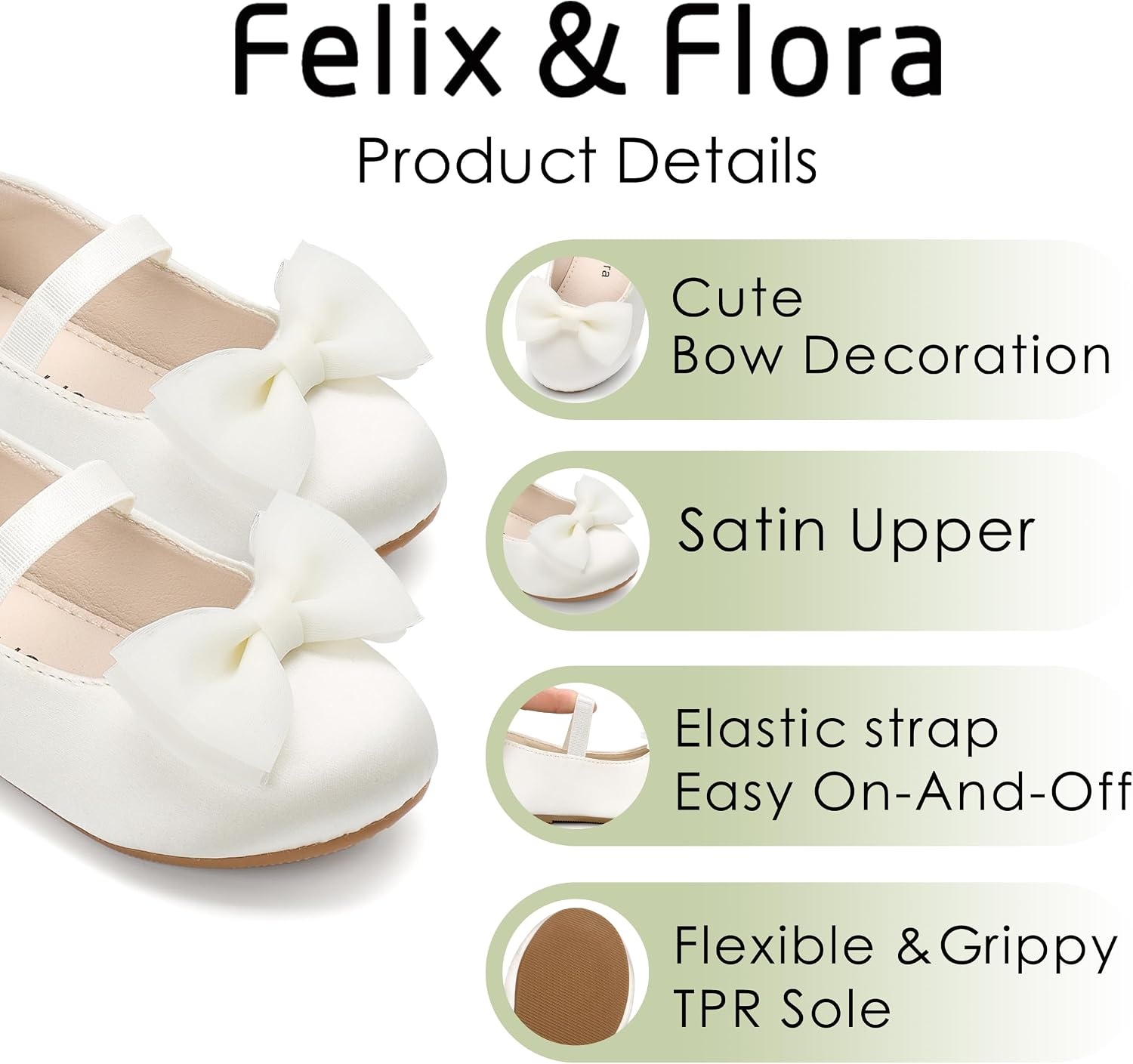 image:imageFelix amp Flora Toddler Girl Dress Shoes Flower Girl Ballet Flats School Wedding PartyBf34ivory White