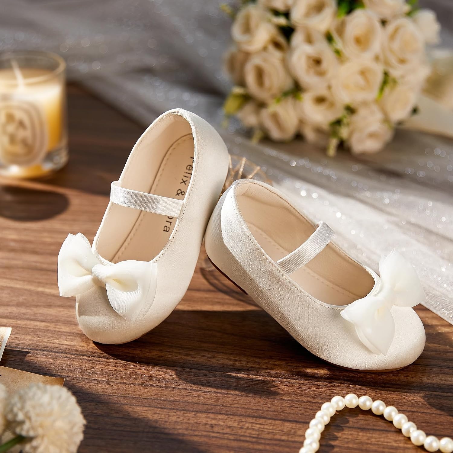 image:imageFelix amp Flora Toddler Girl Dress Shoes Flower Girl Ballet Flats School Wedding PartyBf34ivory White