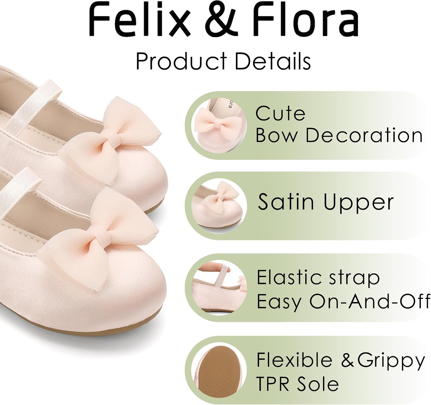 image:imageFelix amp Flora Toddler Girl Dress Shoes Flower Girl Ballet Flats School Wedding PartyBf34light Pink