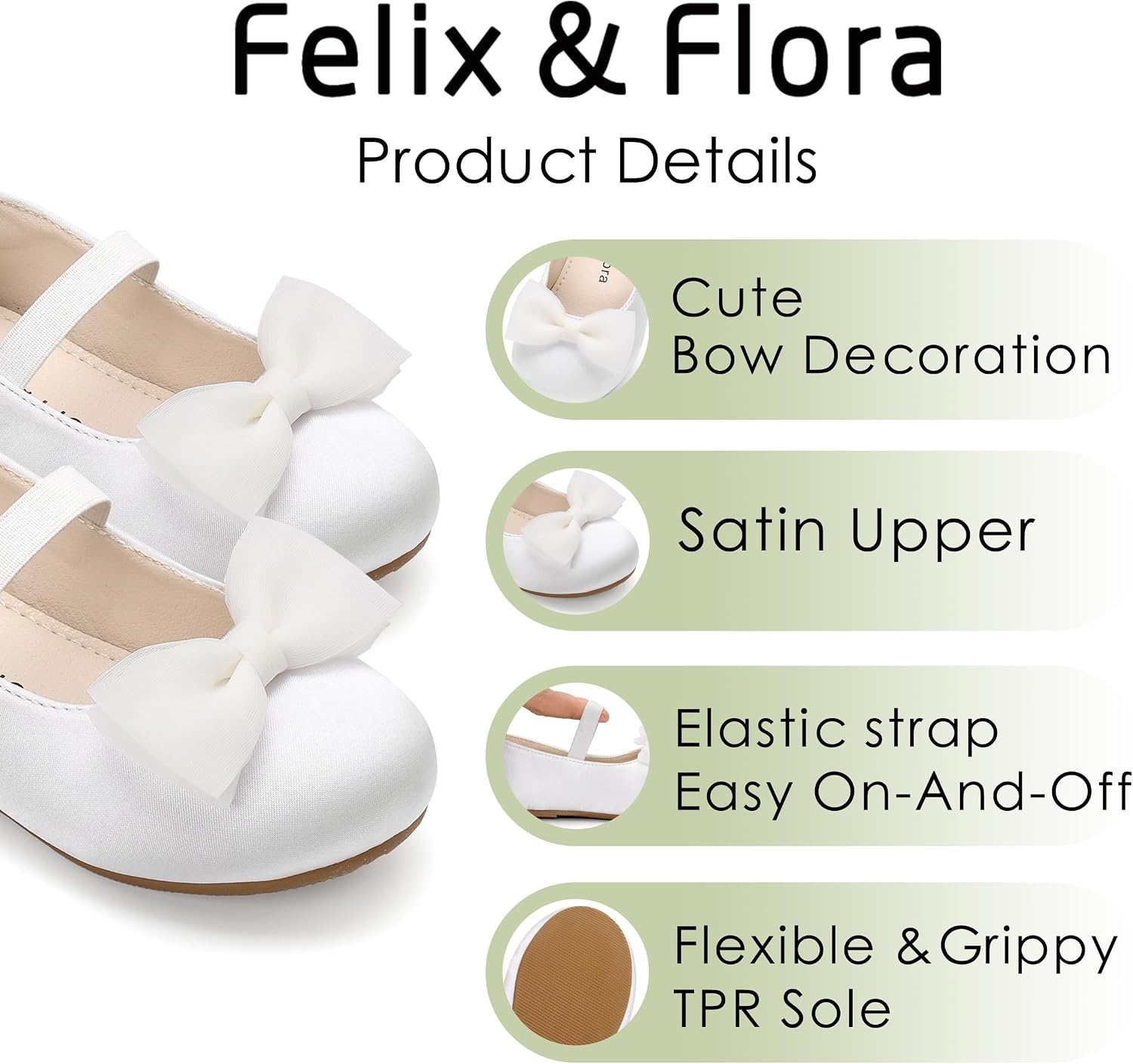 image:imageFelix amp Flora Toddler Girl Dress Shoes Flower Girl Ballet Flats School Wedding PartyBf34pearl White