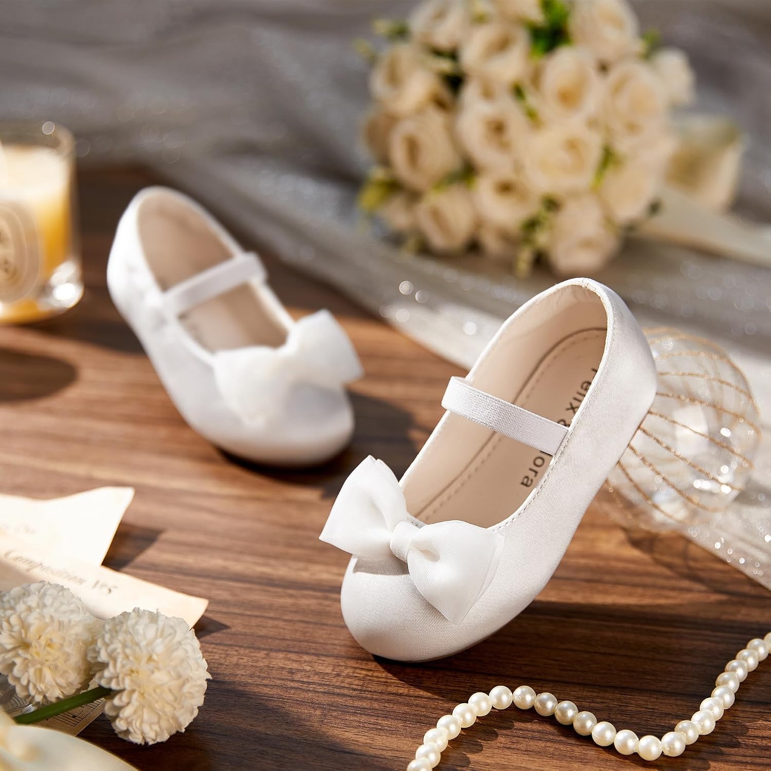 image:imageFelix amp Flora Toddler Girl Dress Shoes Flower Girl Ballet Flats School Wedding PartyBf34pearl White