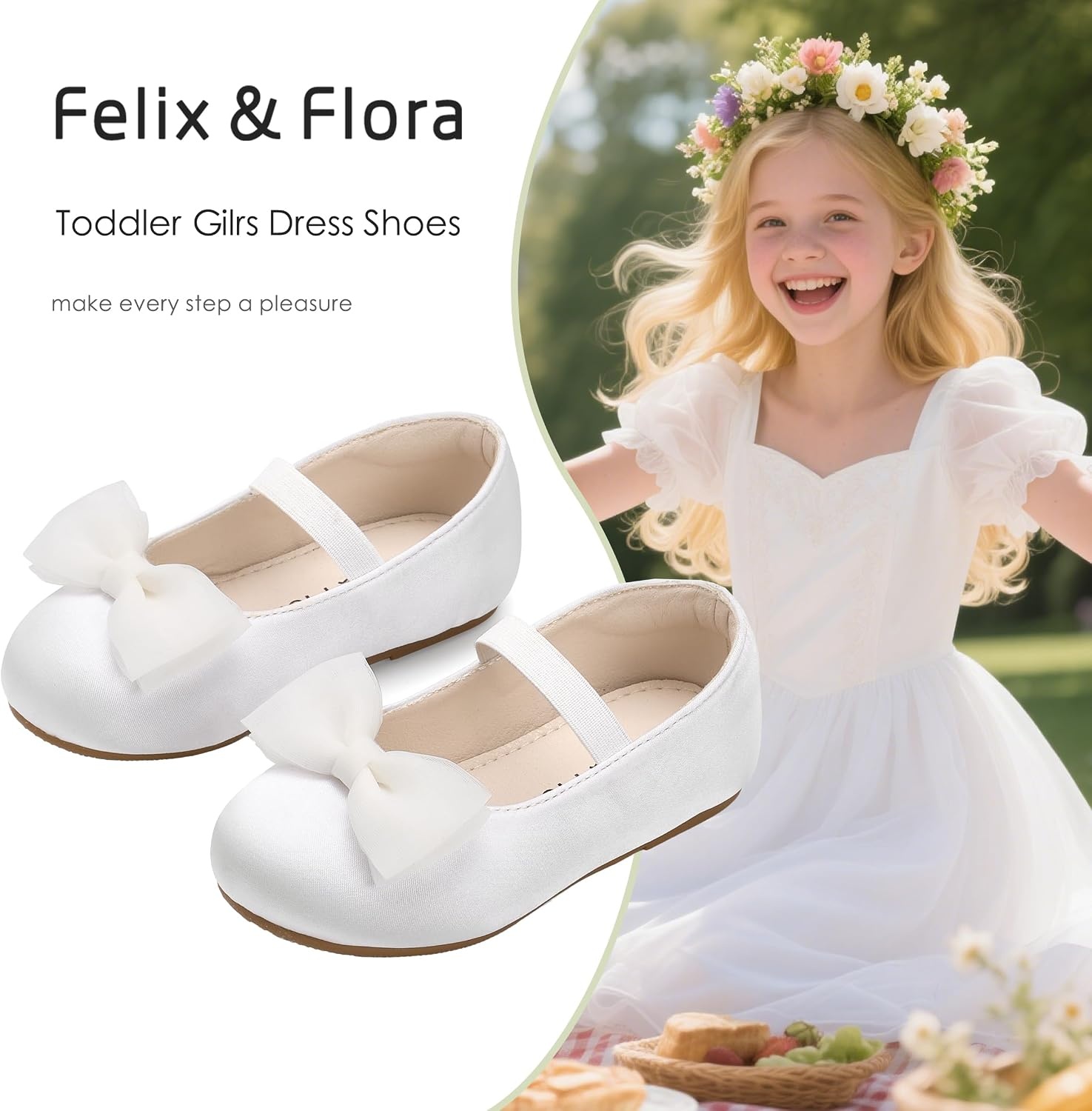 image:imageFelix amp Flora Toddler Girl Dress Shoes Flower Girl Ballet Flats School Wedding PartyBf34pearl White