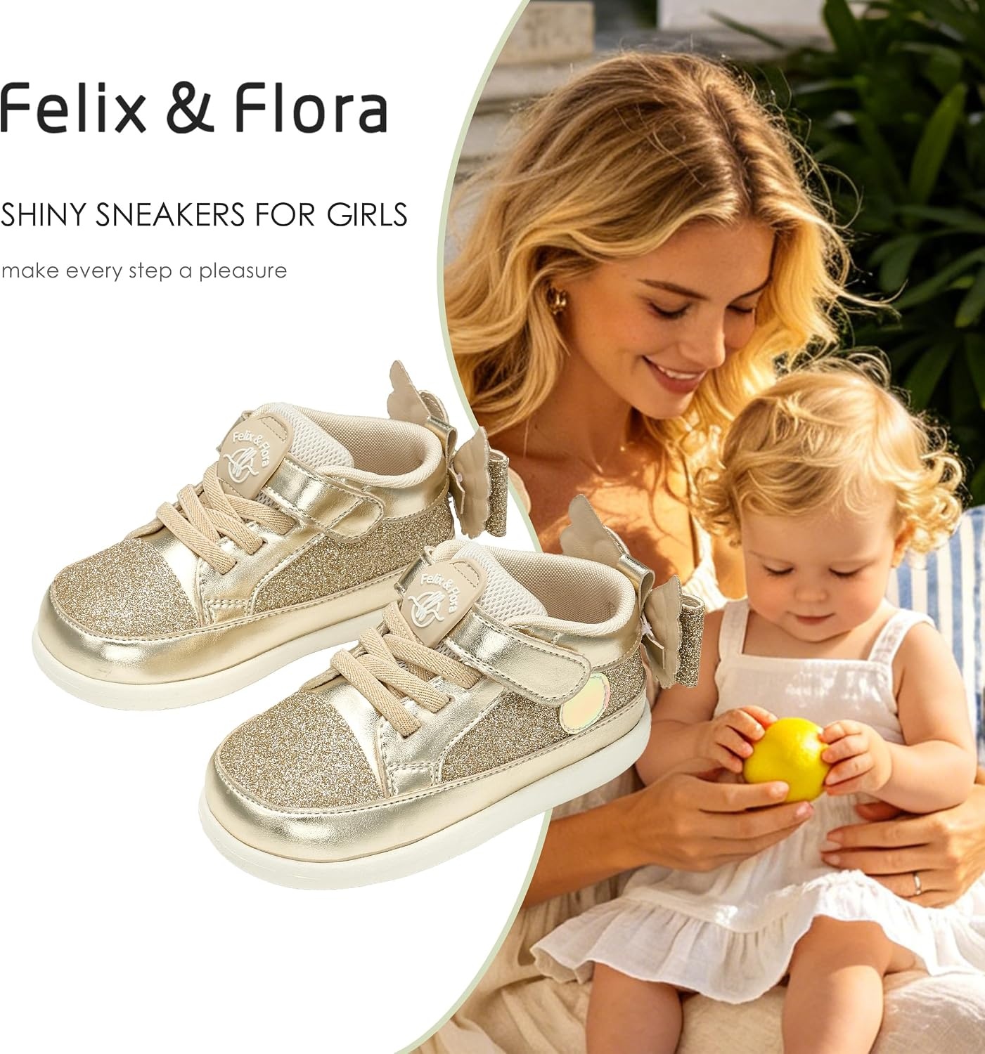 image:imageFelix amp Flora Toddler Girls Running Shoes Sports Sneakers Princess Casual Glitter ShoesBns01gold