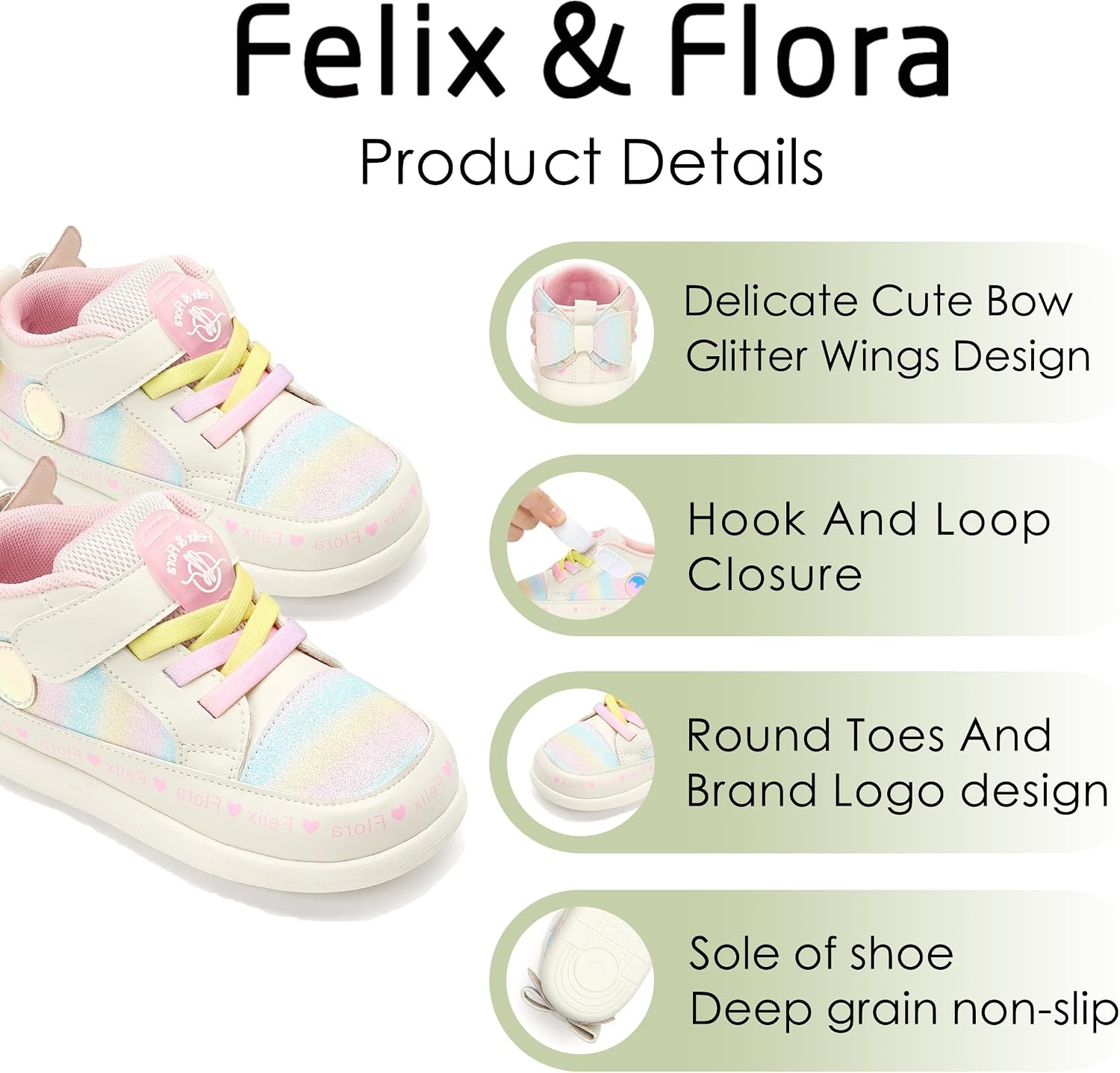 image:imageFelix amp Flora Toddler Girls Running Shoes Sports Sneakers Princess Casual Glitter ShoesBns01pink