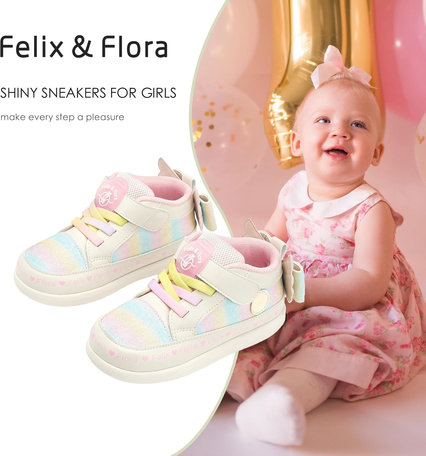image:imageFelix amp Flora Toddler Girls Running Shoes Sports Sneakers Princess Casual Glitter ShoesBns01pink
