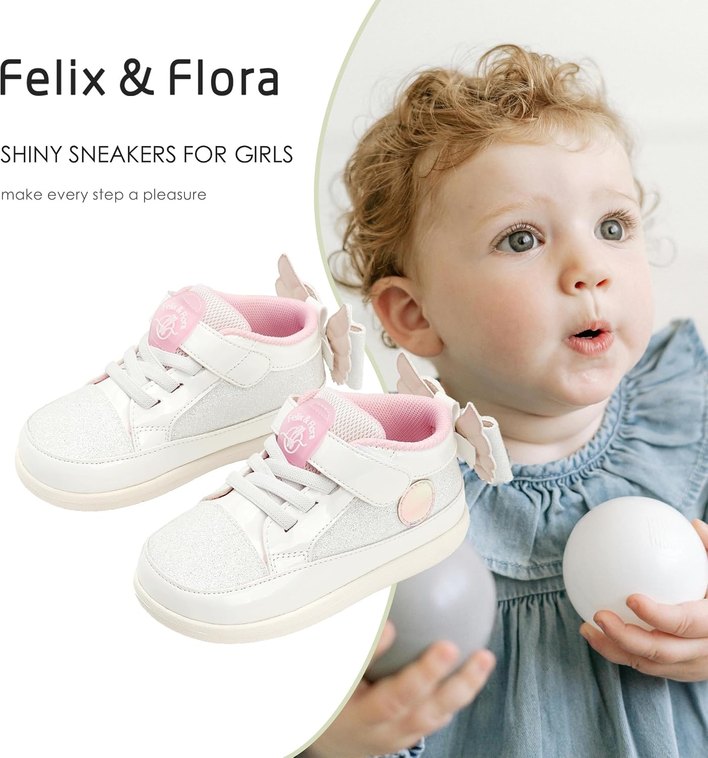 image:imageFelix amp Flora Toddler Girls Running Shoes Sports Sneakers Princess Casual Glitter ShoesBns01white