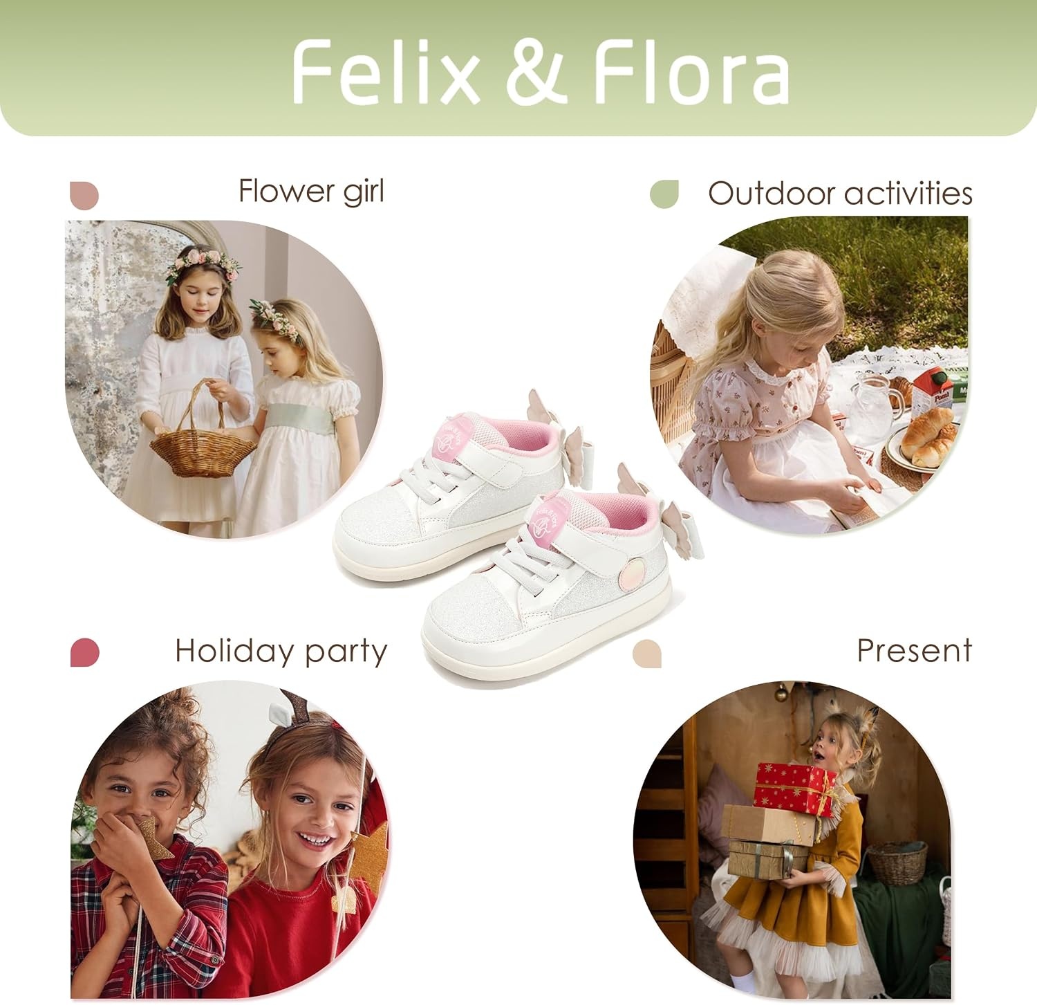 image:imageFelix amp Flora Toddler Girls Running Shoes Sports Sneakers Princess Casual Glitter ShoesBns01white
