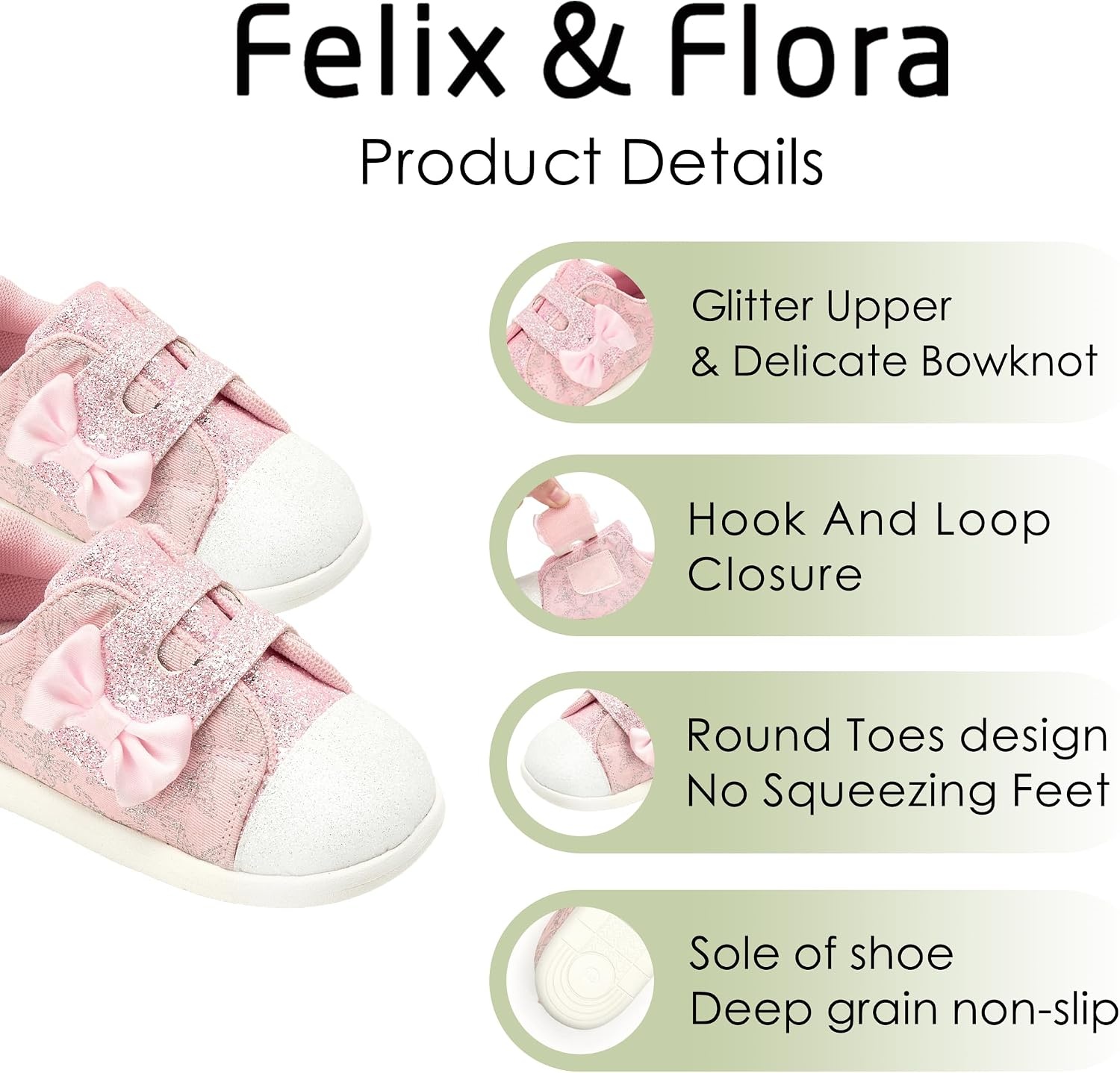 image:imageFelix amp Flora Toddler Girls Running Shoes Sports Sneakers Princess Casual Glitter ShoesBns02pink