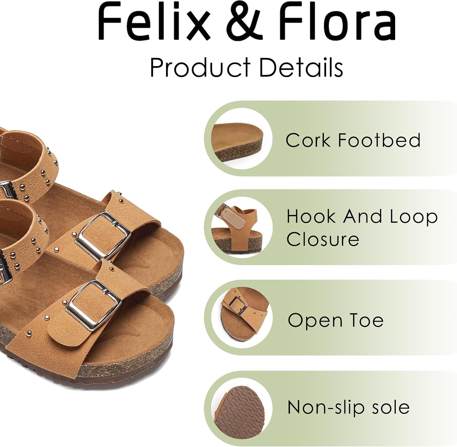 image:imageFelix amp Flora Toddler Girls Sandals Flower Girl Cork Footbed Open Toe Comfort Princess Flat ShoesBc329yellow