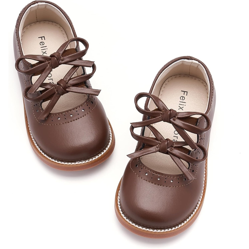 image:imageFelix amp Flora Toddler Little Girl Mary Jane Dress Shoes Ballet Flats for Easter Flower Girl Party School ShoesB433brown
