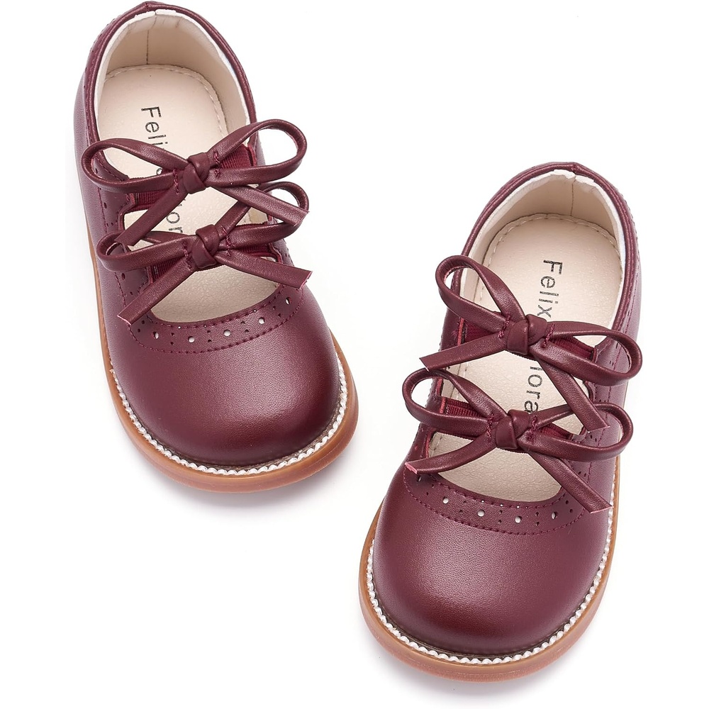 image:imageFelix amp Flora Toddler Little Girl Mary Jane Dress Shoes  Ballet Flats for Easter Flower Girl Party School ShoesB433burgundy