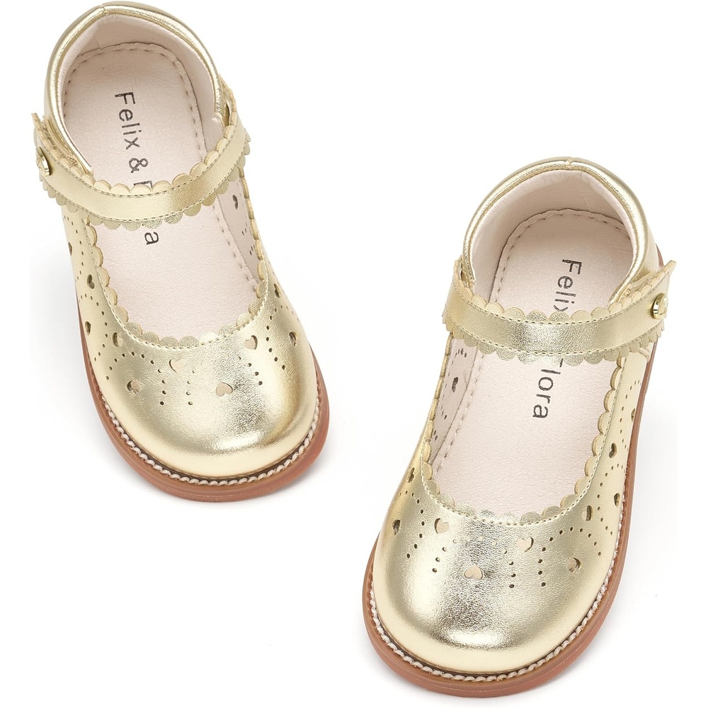 image:imageFelix amp Flora Toddler Little Girl Mary Jane Dress Shoes  Ballet Flats for Easter Flower Girl Party School ShoesB440bright Gold