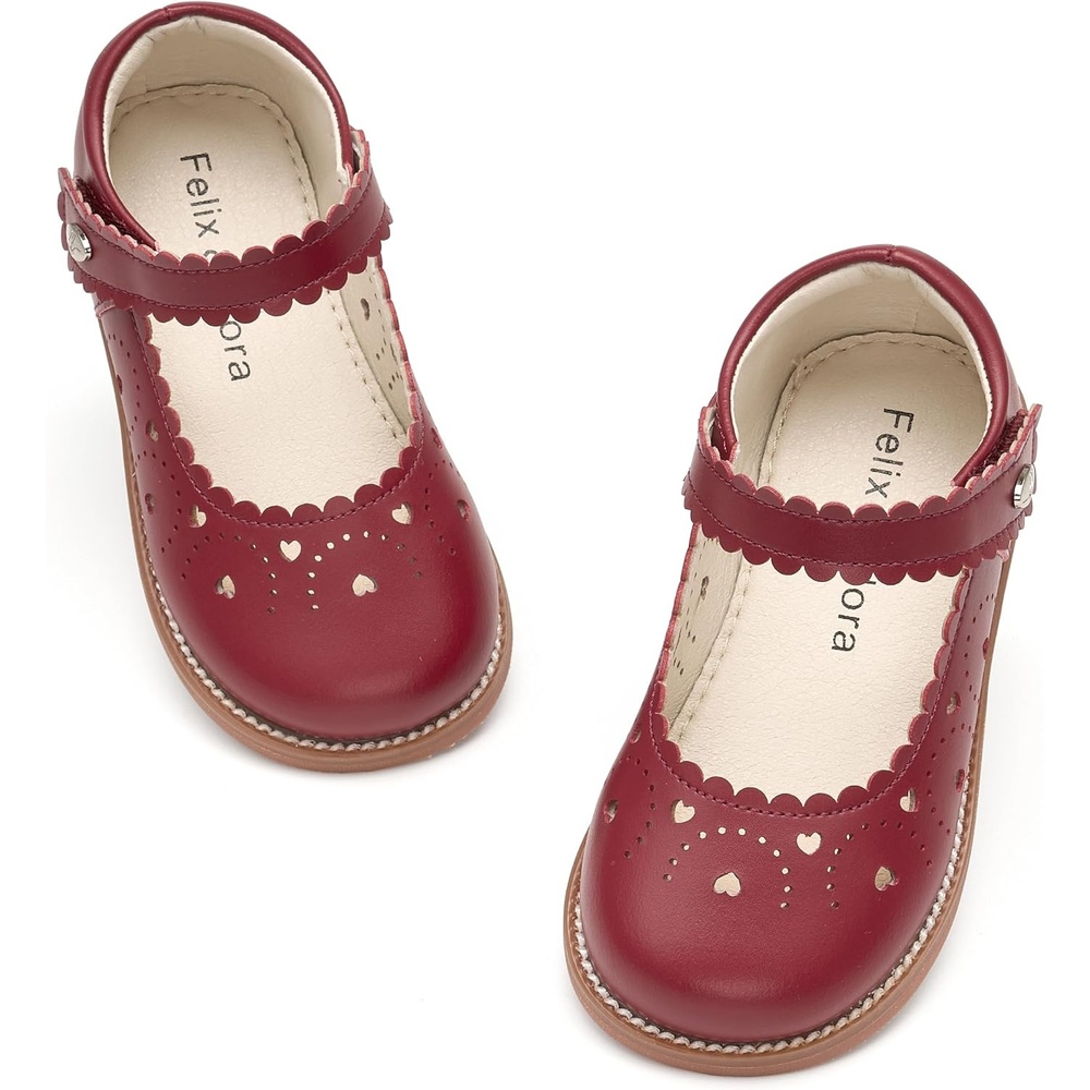 image:imageFelix amp Flora Toddler Little Girl Mary Jane Dress Shoes  Ballet Flats for Easter Flower Girl Party School ShoesB440burgundy