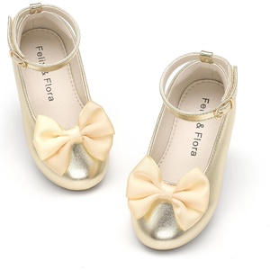 Felix & Flora Toddler Flower Girl Dress Shoes – Baby Girl Ballet Mary Jane Flats for Party School Wedding(Bf31-bright Gold)