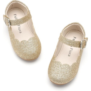 Felix & Flora Toddler Flower Girl Dress Shoes – Baby Girl Ballet Mary Jane Flats for Party School Wedding(Glitter Gold)