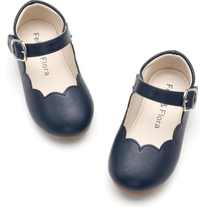 Felix & Flora Toddler Flower Girl Dress Shoes – Baby Girl Ballet Mary Jane Flats for Party School Wedding(Navy Blue)