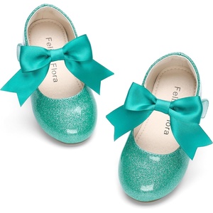 Felix & Flora Toddler Flower Girl Dress Shoes – Girl Ballet Flats Party School Shoes Wedding(B821-princess Green)