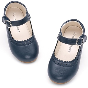 Felix & Flora Toddler Girl Dress Shoes – Flower Girl Ballet Flats School Wedding Party(Bf19-navy Blue)