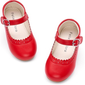 Felix & Flora Toddler Girl Dress Shoes – Flower Girl Ballet Flats School Wedding Party(Bf19-red)