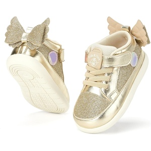 Felix & Flora Toddler Girls Running Shoes Sports Sneakers Princess Casual Glitter Shoes.(Bns01-gold)