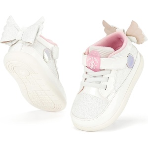 Felix & Flora Toddler Girls Running Shoes Sports Sneakers Princess Casual Glitter Shoes.(Bns01-white)