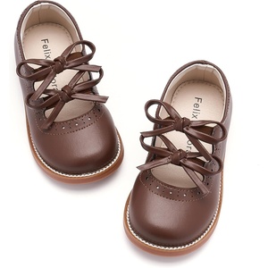 Felix & Flora Toddler Little Girl Mary Jane Dress Shoes – Ballet Flats for Easter Flower Girl Party School Shoes.(B433-brown)