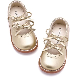 Felix & Flora Toddler Little Girl Mary Jane Dress Shoes – Ballet Flats for Easter Flower Girl Party School Shoes.(B433-gold)