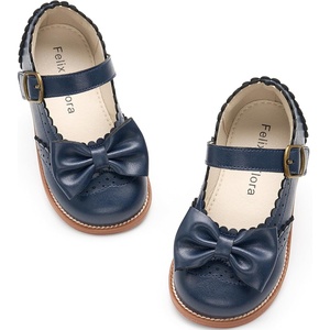Felix & Flora Toddler Little Girl Mary Jane Dress Shoes – Ballet Flats for Easter Flower Girl Party School Shoes.(B439-navy Blue)