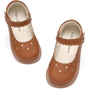 Felix & Flora Toddler Little Girl Mary Jane Dress Shoes – Ballet Flats for Easter Flower Girl Party School Shoes.(B440-brown)