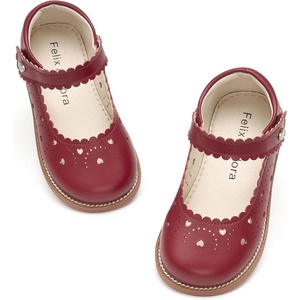 Felix & Flora Toddler Little Girl Mary Jane Dress Shoes – Ballet Flats for Easter Flower Girl Party School Shoes.(B440-burgundy)