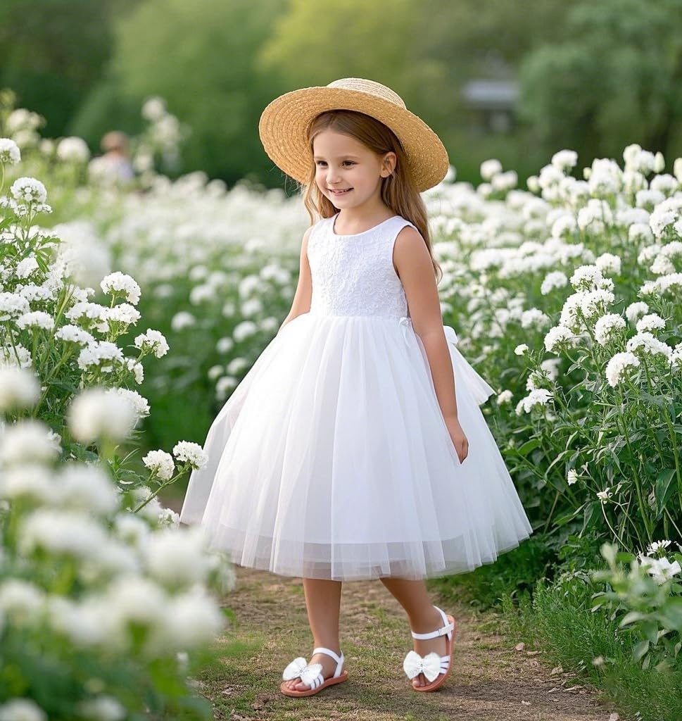 image:imageFelix amp Flora Toddler Girl Sandals Flower Girl Dress Shoes Open Toe Little Kid FlatsBc320white