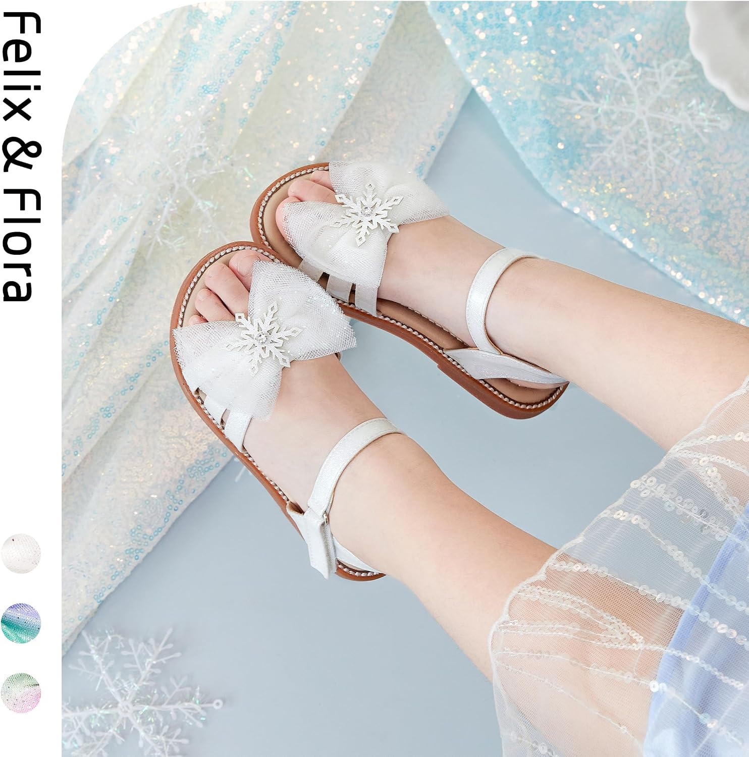 image:imageFelix amp Flora Toddler Girl Sandals Flower Girl Dress Shoes Open Toe Little Kid FlatsBc320white