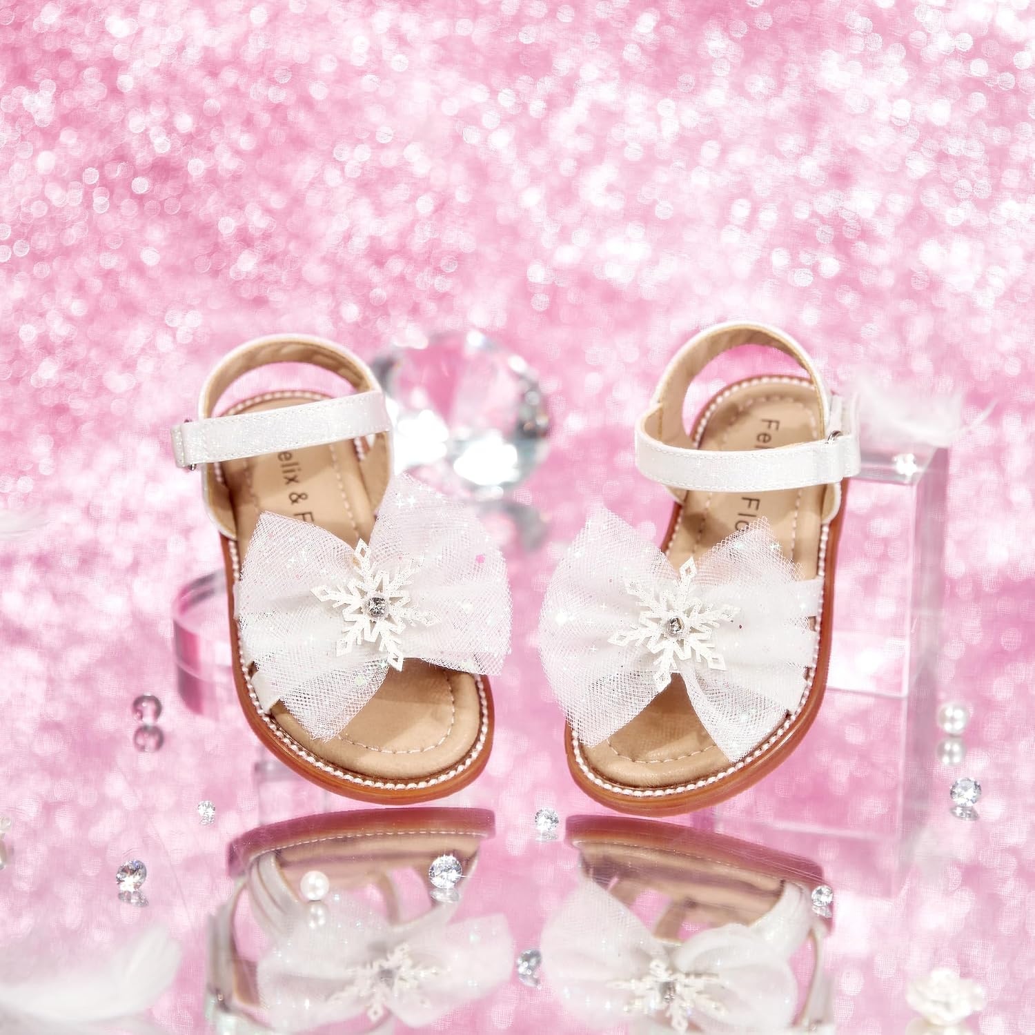 image:imageFelix amp Flora Toddler Girl Sandals Flower Girl Dress Shoes Open Toe Little Kid FlatsBc320white
