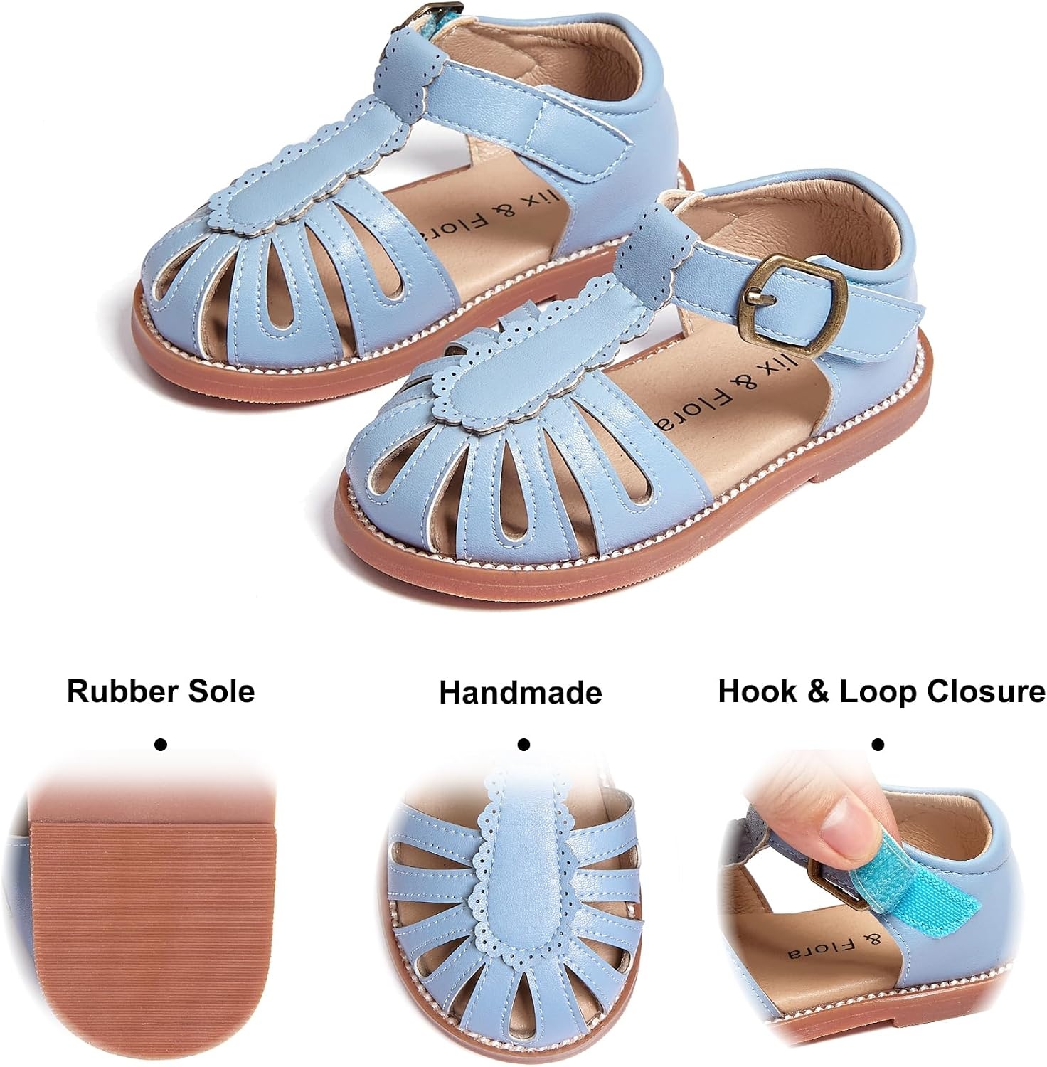 image:imageFelix amp Flora Toddler Girls Sandals Soft Rubber Princess Flat Shoes Flower Girl ShoesBc262blue