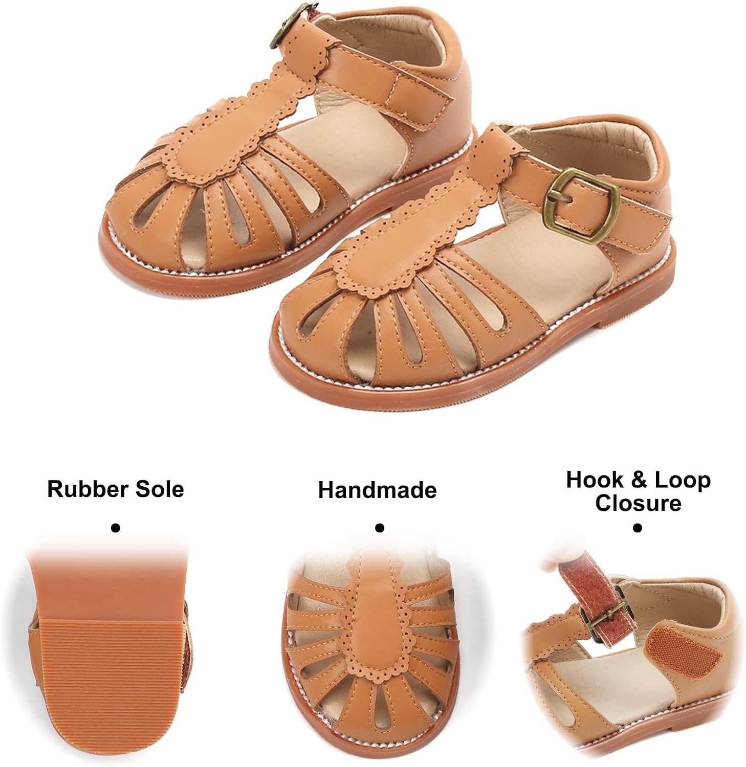 image:imageFelix amp Flora Toddler Girls Sandals Soft Rubber Princess Flat Shoes Flower Girl ShoesBc262brown
