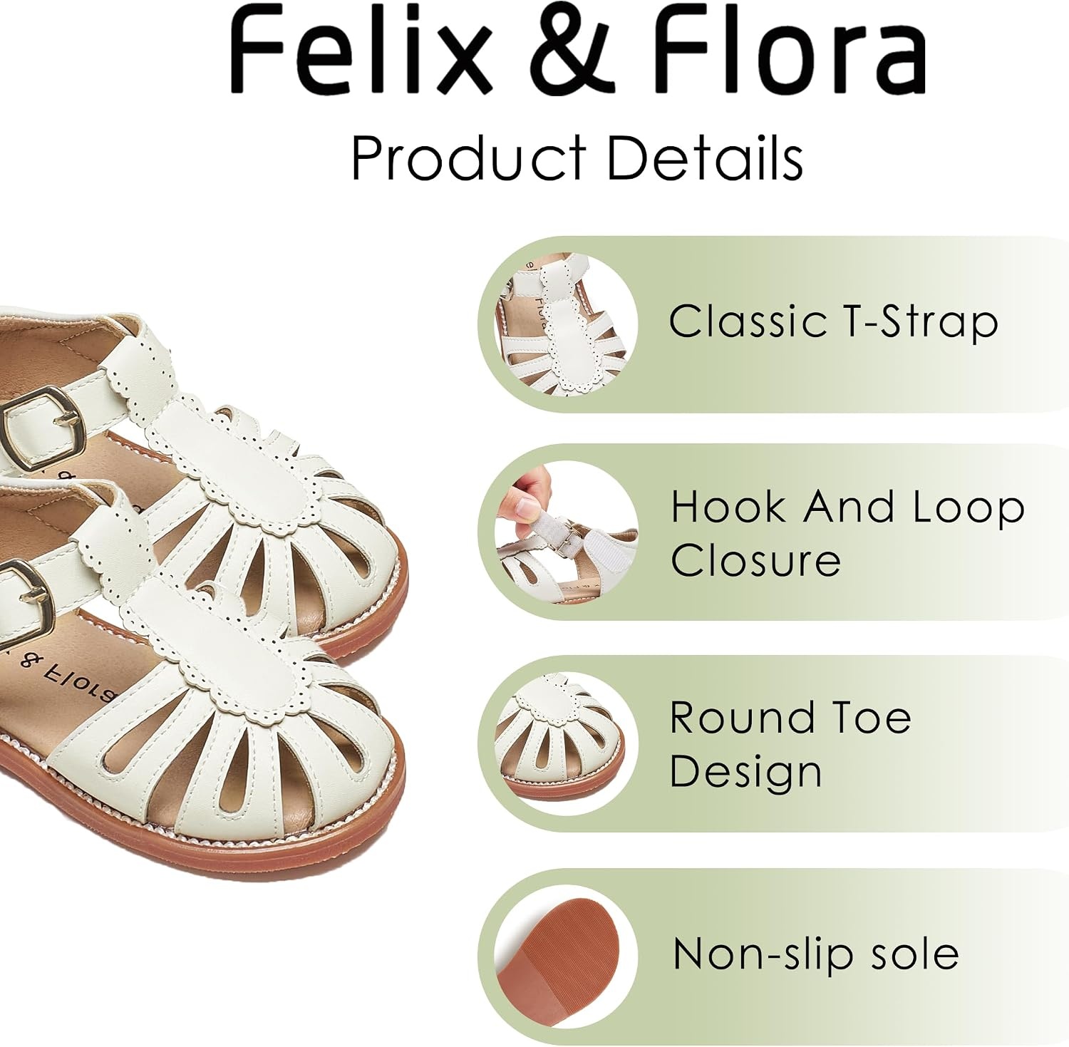 image:imageFelix amp Flora Toddler Girls Sandals Soft Rubber Princess Flat Shoes Flower Girl ShoesBc262cream White