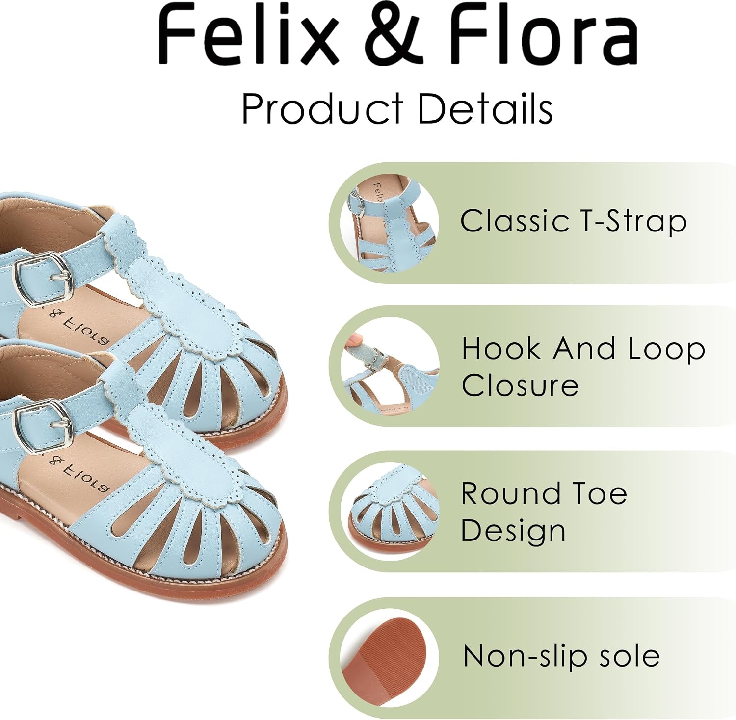 image:imageFelix amp Flora Toddler Girls Sandals Soft Rubber Princess Flat Shoes Flower Girl ShoesBc262light Blue