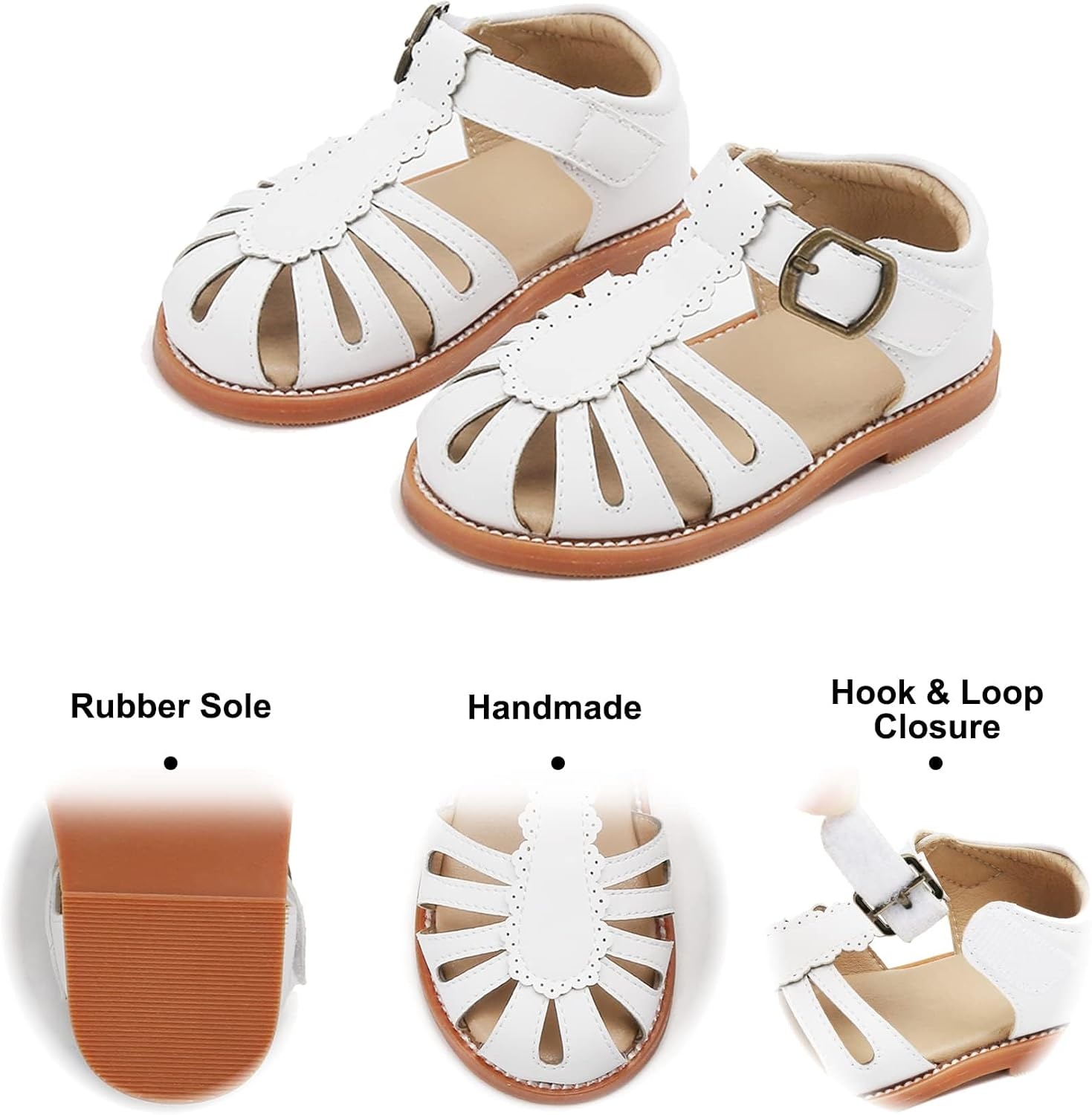 image:imageFelix amp Flora Toddler Girls Sandals Soft Rubber Princess Flat Shoes Flower Girl ShoesBc262white