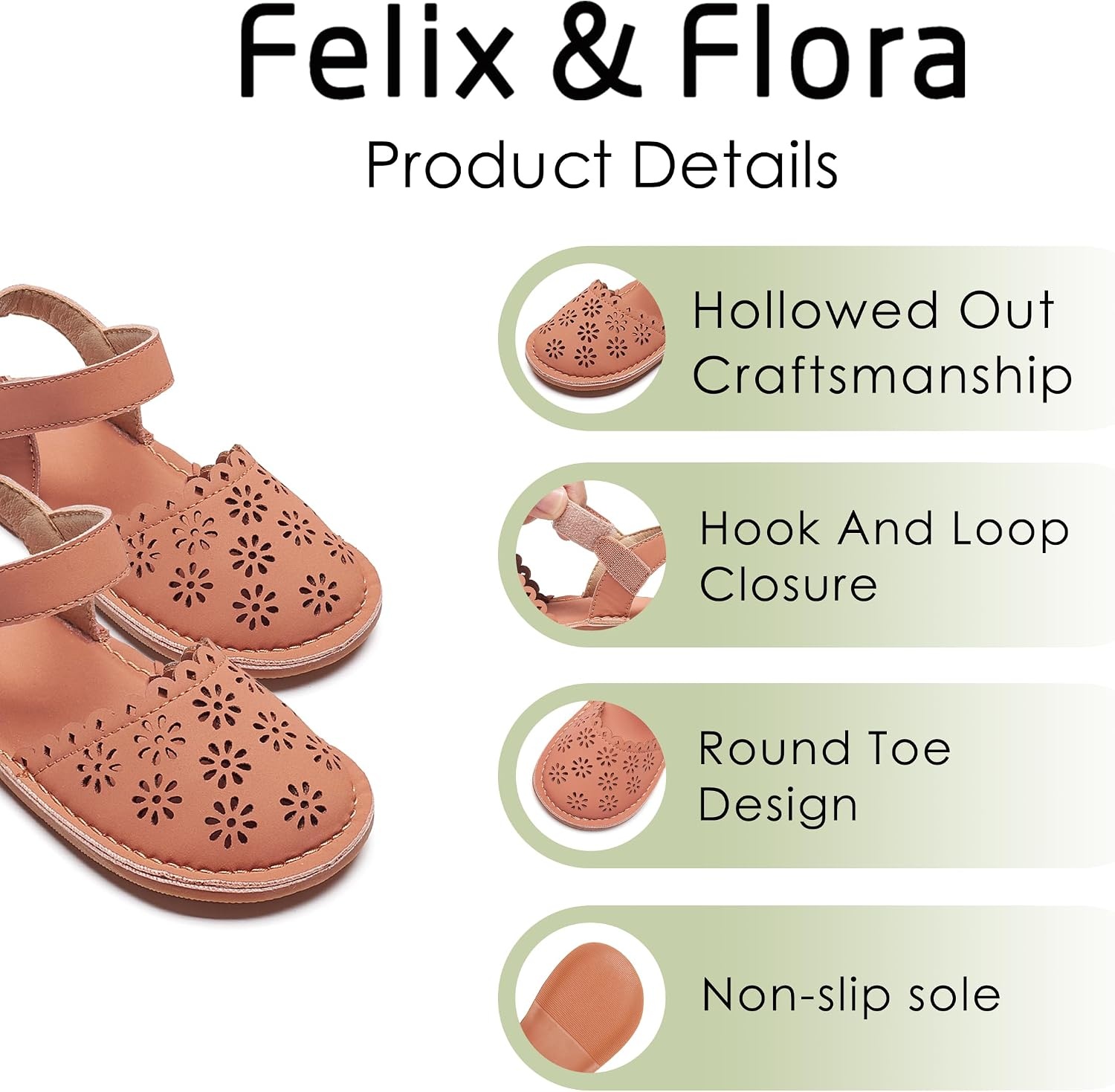 image:imageFelix amp Flora Toddler Girls Sandals Soft Rubber Princess Flat Shoes Flower Girl ShoesBc299coral
