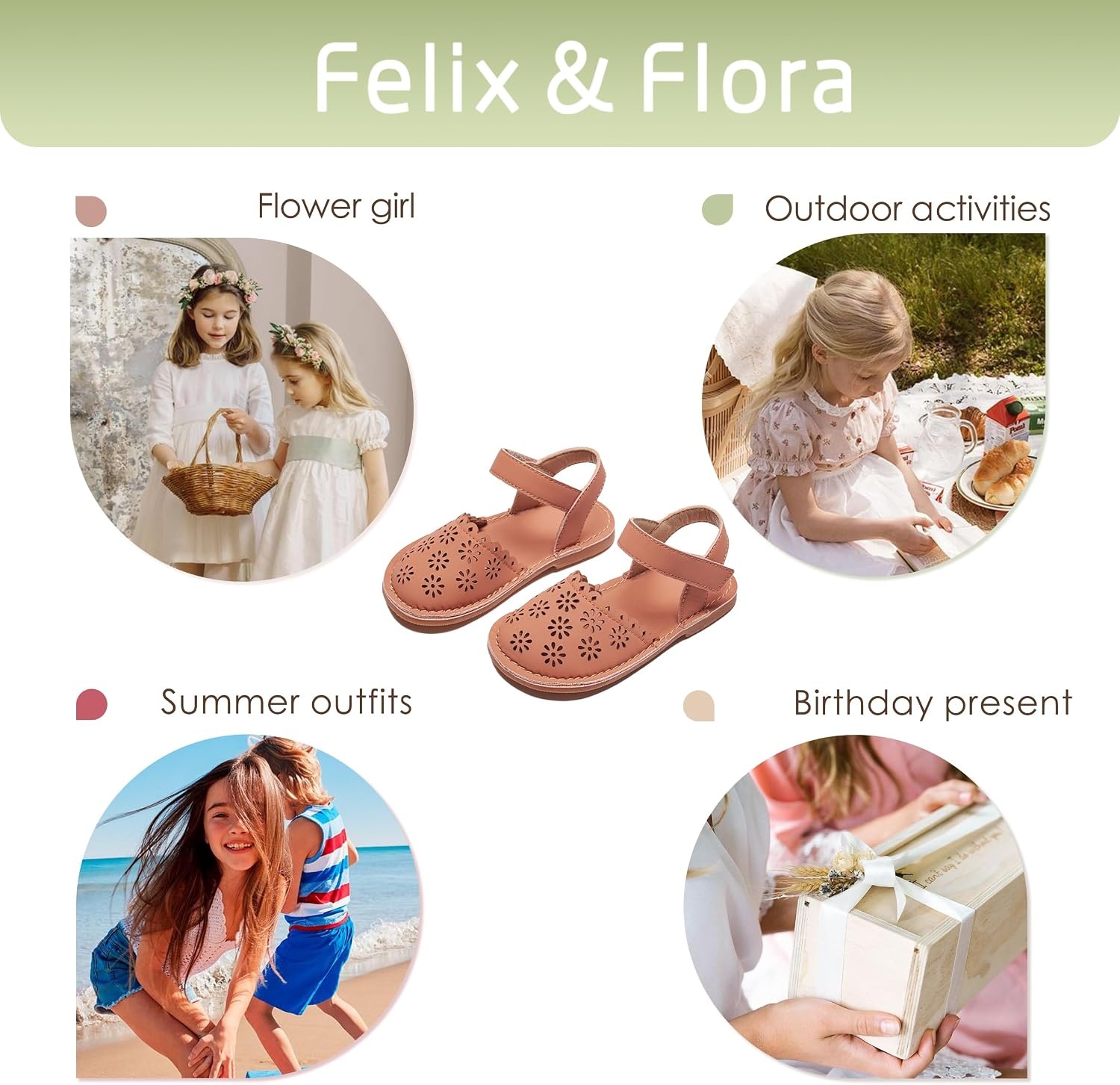 image:imageFelix amp Flora Toddler Girls Sandals Soft Rubber Princess Flat Shoes Flower Girl ShoesBc299coral