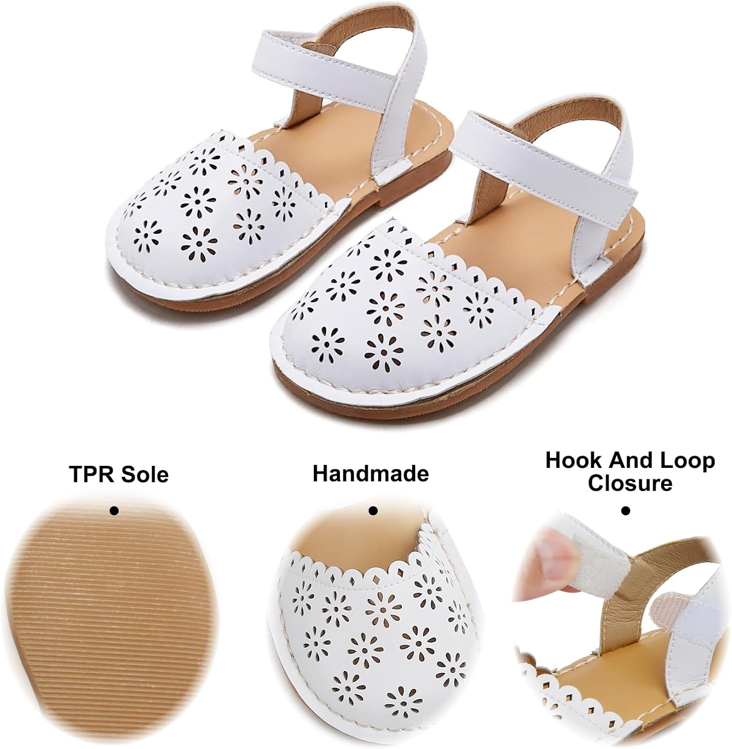 image:imageFelix amp Flora Toddler Girls Sandals Soft Rubber Princess Flat Shoes Flower Girl ShoesBc299white