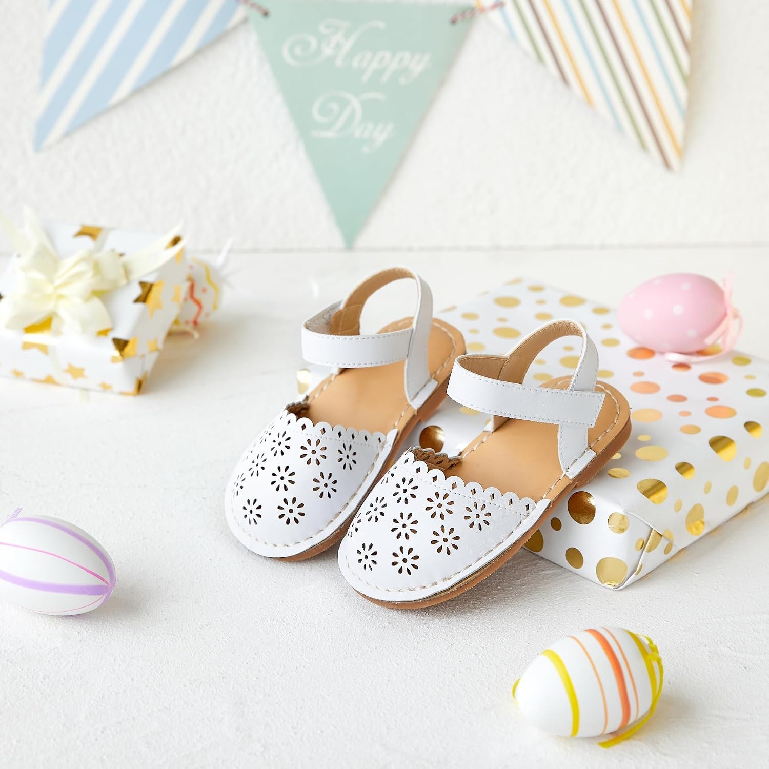 image:imageFelix amp Flora Toddler Girls Sandals Soft Rubber Princess Flat Shoes Flower Girl ShoesBc299white