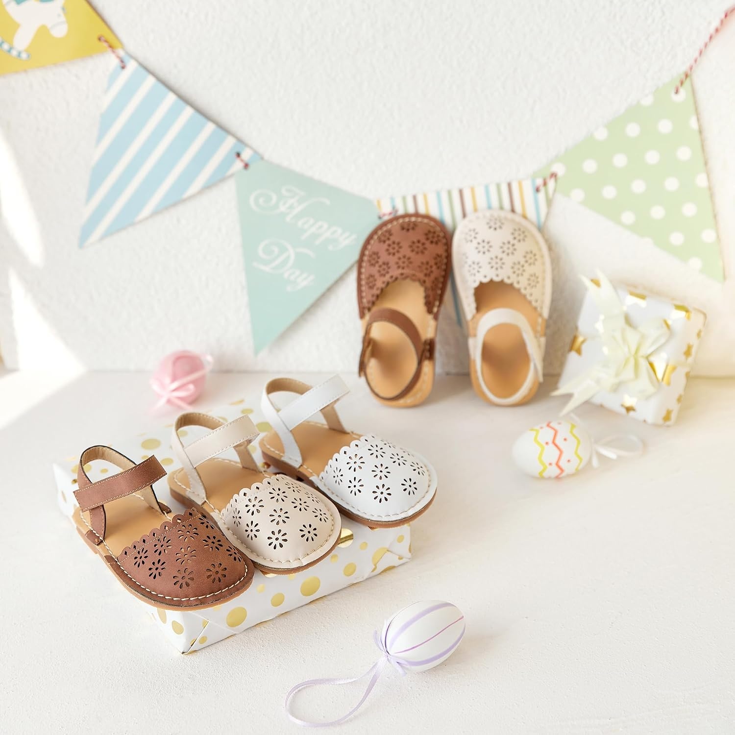 image:imageFelix amp Flora Toddler Girls Sandals Soft Rubber Princess Flat Shoes Flower Girl ShoesBc299white