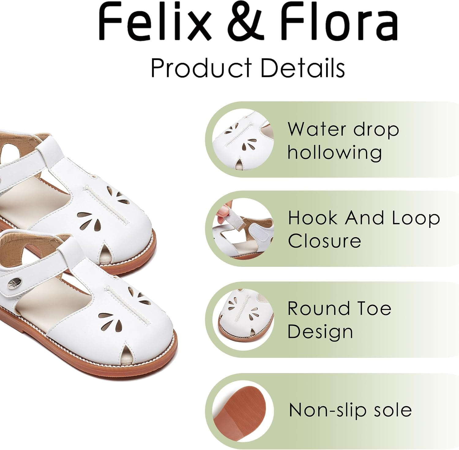 image:imageFelix amp Flora Toddler Girls Sandals Soft Rubber Princess Flat Shoes Flower Girl ShoesBc311white
