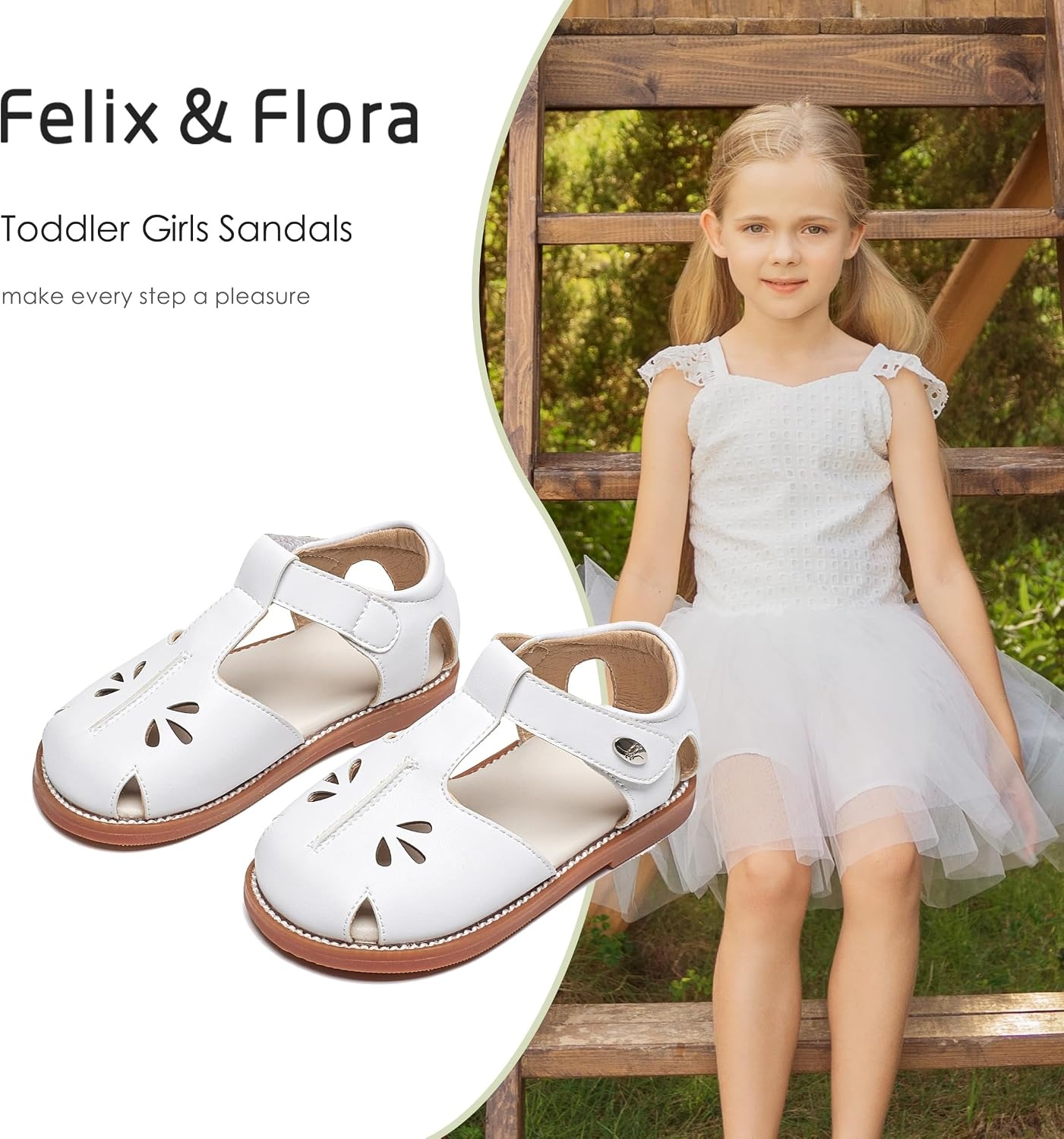 image:imageFelix amp Flora Toddler Girls Sandals Soft Rubber Princess Flat Shoes Flower Girl ShoesBc311white