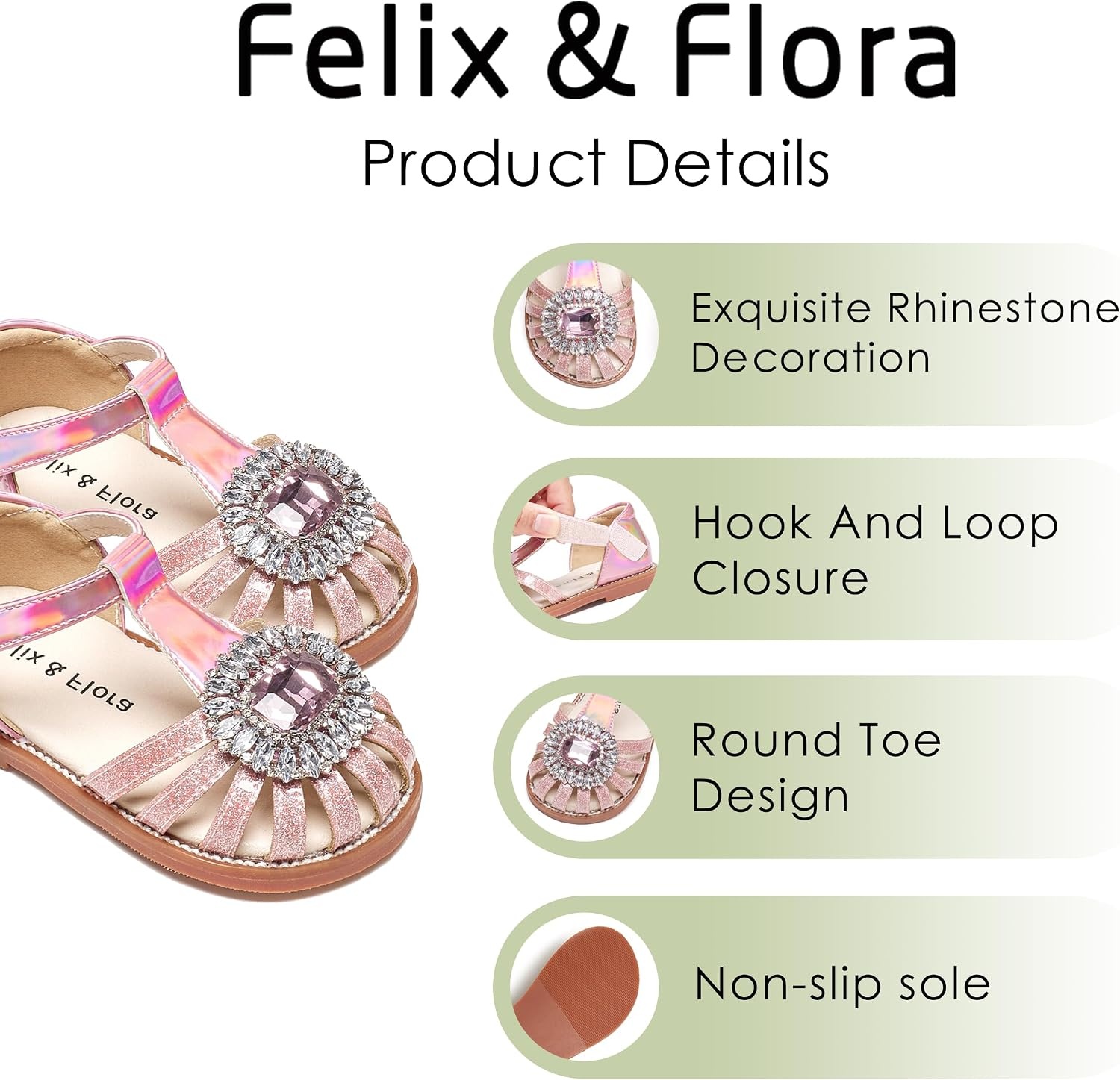 image:imageFelix amp Flora Toddler Girls Sandals Soft Rubber Princess Flat Shoes Flower Girl ShoesBc321pink