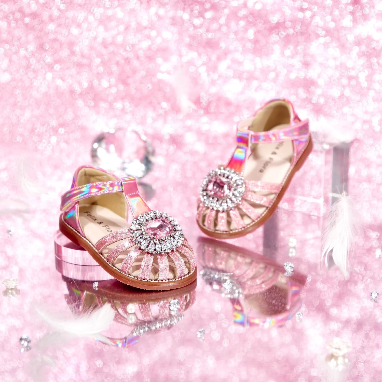 image:imageFelix amp Flora Toddler Girls Sandals Soft Rubber Princess Flat Shoes Flower Girl ShoesBc321pink