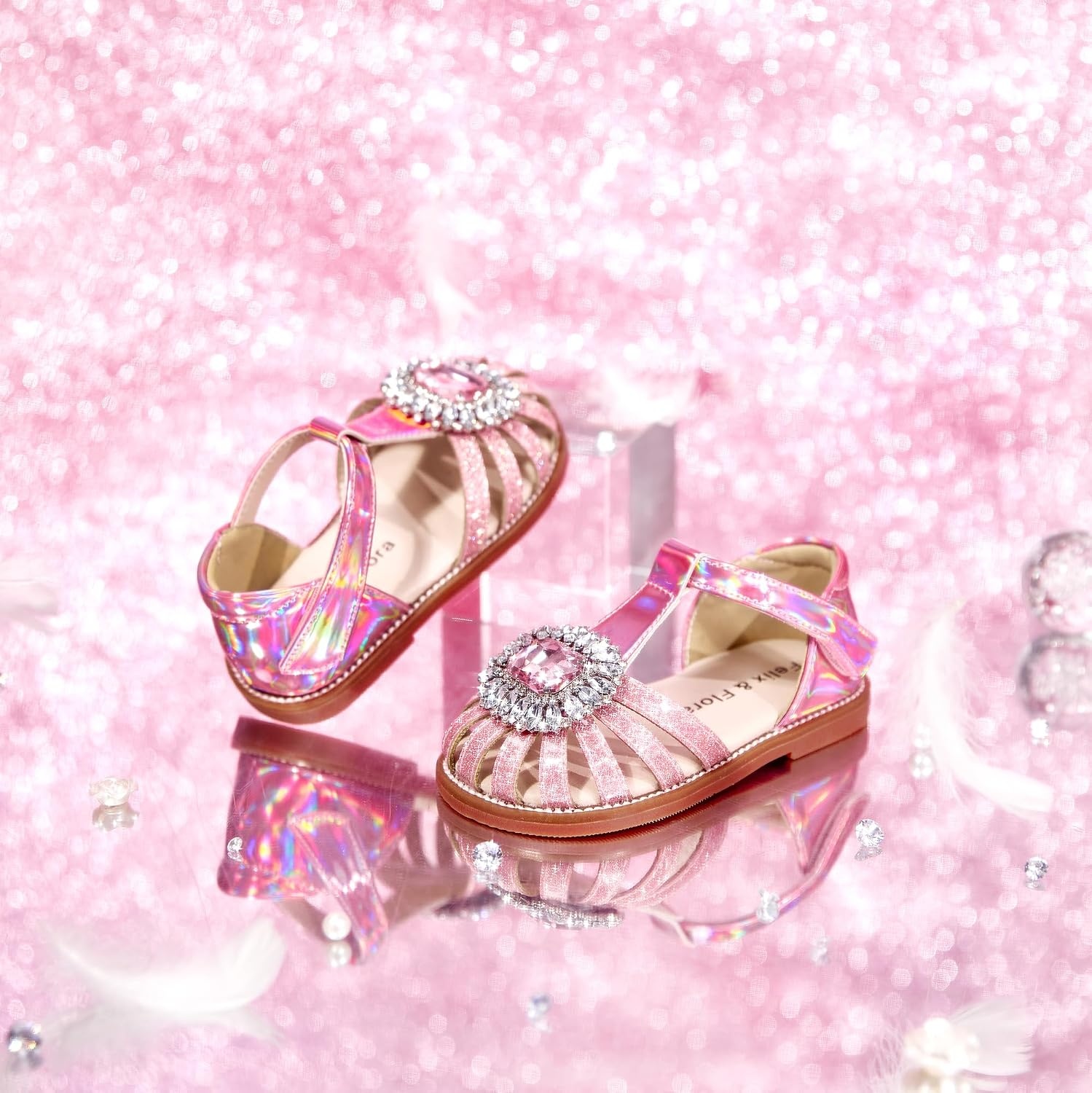 image:imageFelix amp Flora Toddler Girls Sandals Soft Rubber Princess Flat Shoes Flower Girl ShoesBc321pink