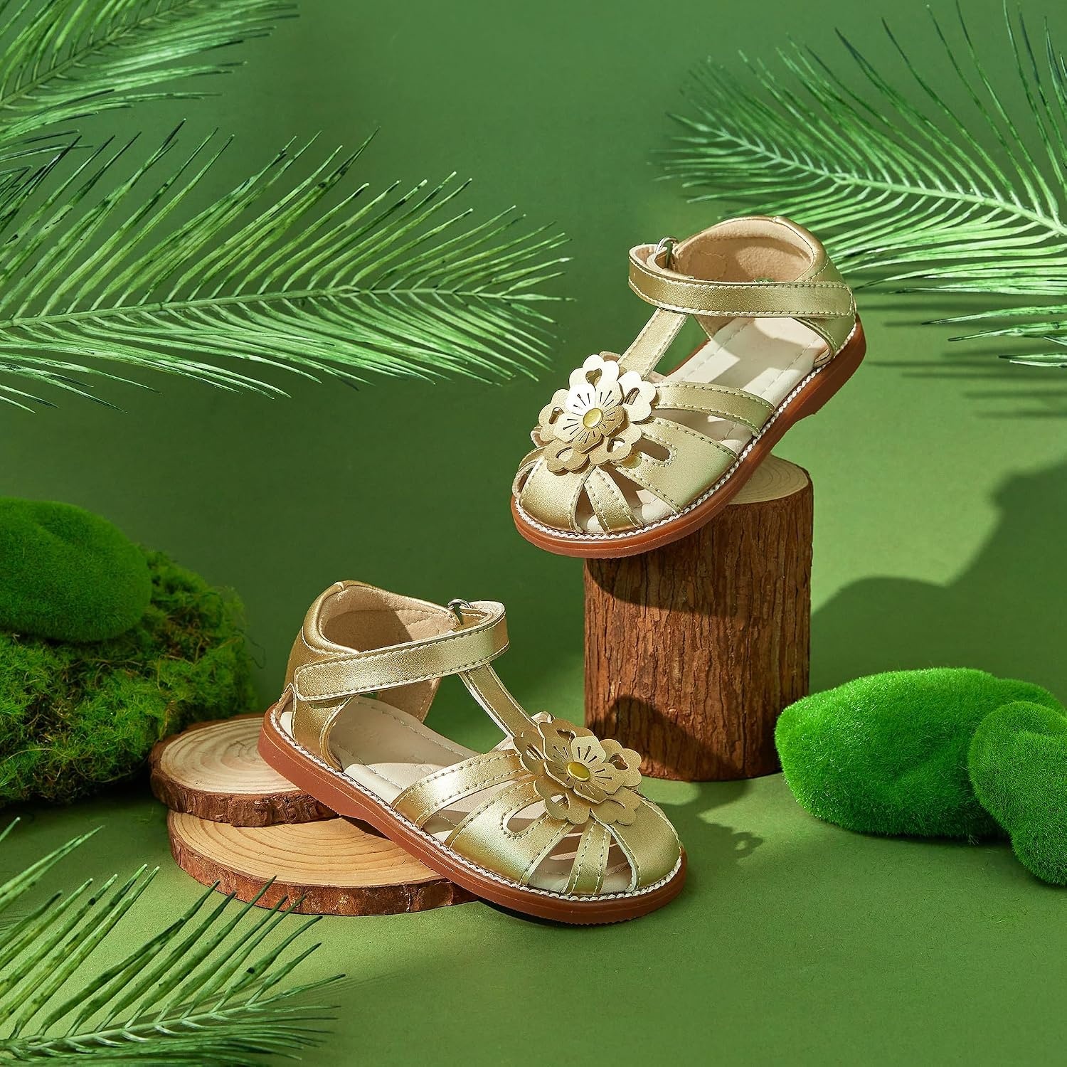 image:imageFelix amp Flora Toddler Girls Sandals Soft Rubber Princess Flat Shoes Flower Girl ShoesBc326gold