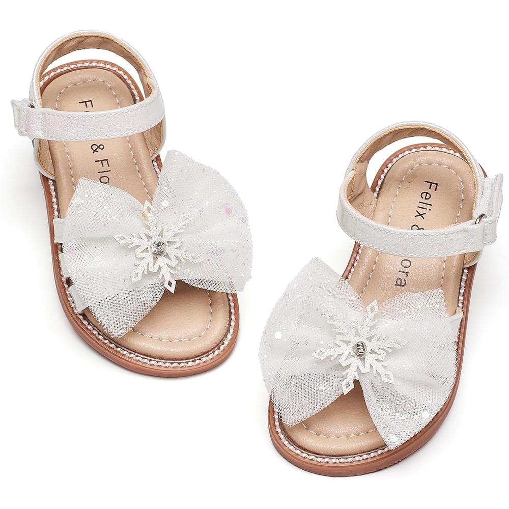 image:imageFelix amp Flora Toddler Girl Sandals Flower Girl Dress Shoes Open Toe Little Kid FlatsBc320white
